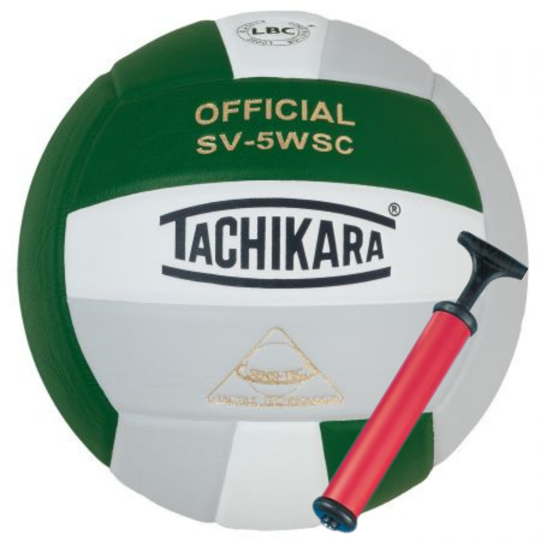 Tachikara Indoor Competition Volleyball - Dark Green/Gray/ White + Ball  Pump — Green Light Volleyball Academy